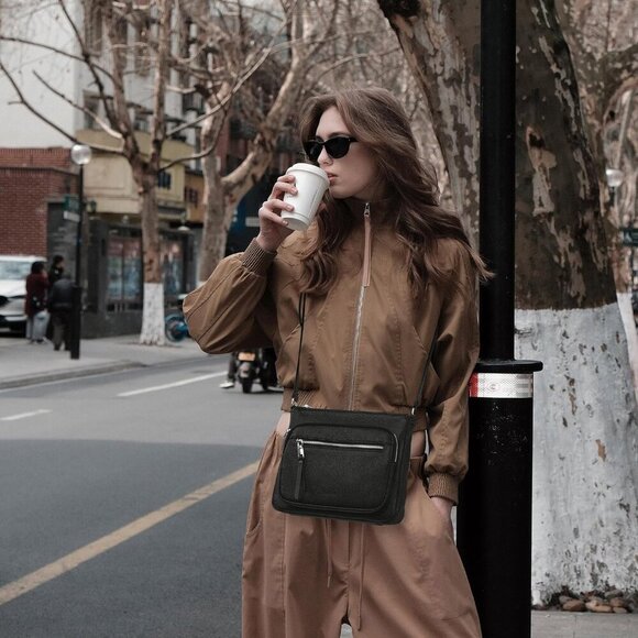 Genuine Leather Crossbody Bags for Women Medium Size RFID Blocking Leather Purse - Picture 2 of 7